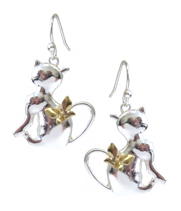 Cat and butterfly earrings