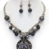 Vintage owl pendant and pearl dangle necklace set