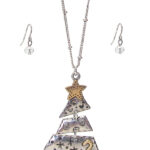 Christmas theme tree pendant necklace set