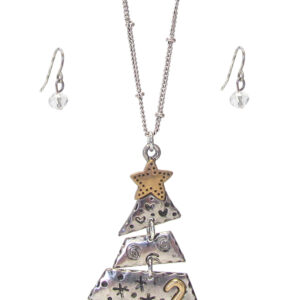 Christmas theme tree pendant necklace set