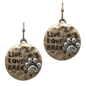Pet lovers inspiration disc earrings - live love bark