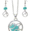 Floating sea glass pendant necklace set - wave