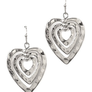 Triple metal heart earrings