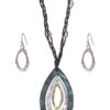 Multi metal oval mix pendant necklace set