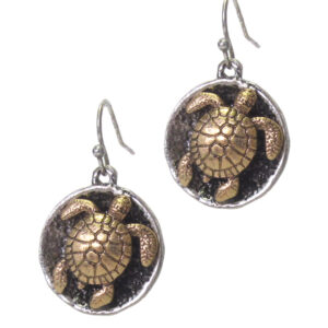 Sealife theme disc earrings - turtle