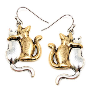 Pet lovers theme double cat earrings