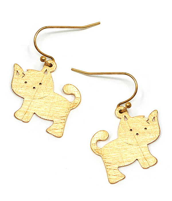 Pet lovers theme scratch metal cat earrings