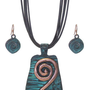 Metal art pendant necklace set