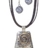 Metal art pendant necklace set