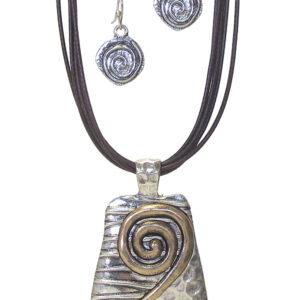 Metal art pendant necklace set