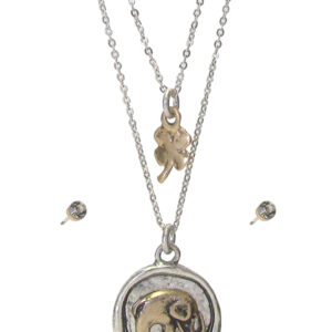 Lucky theme double layer necklace set - elephant