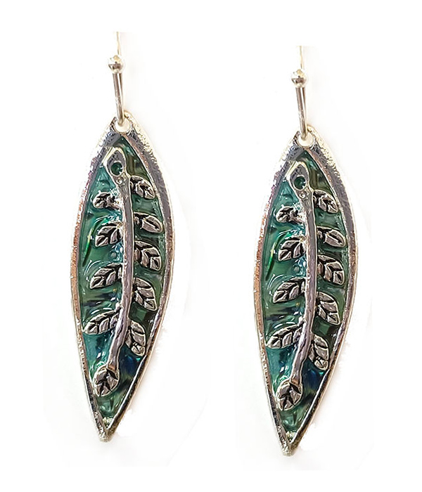 Metal leaf earrings
