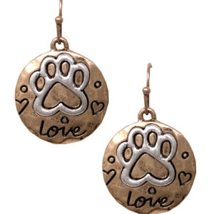 Pet lovers disc earrings - paw print
