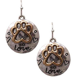 Pet lovers disc earrings - paw print
