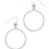 Textured metal hoop drop earrings