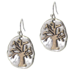 Vintage metal tree of life earrings