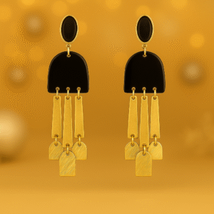 Black & Gold Dangle Earrings