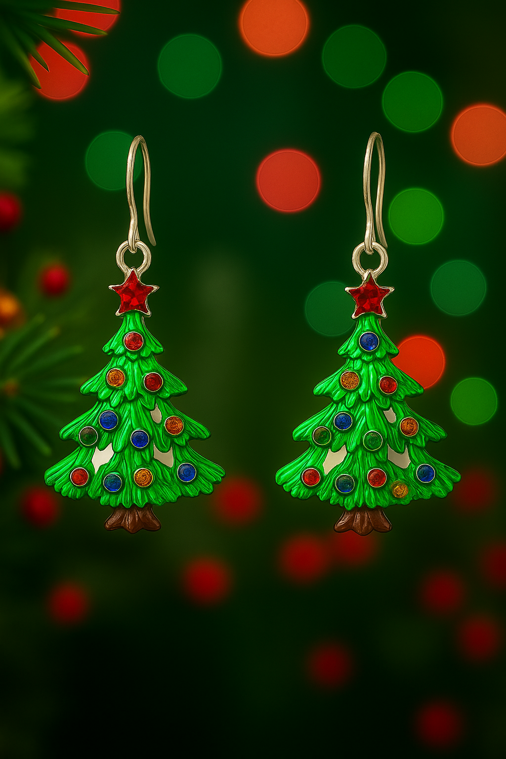 Bejeweled Christmas Tree Earrings