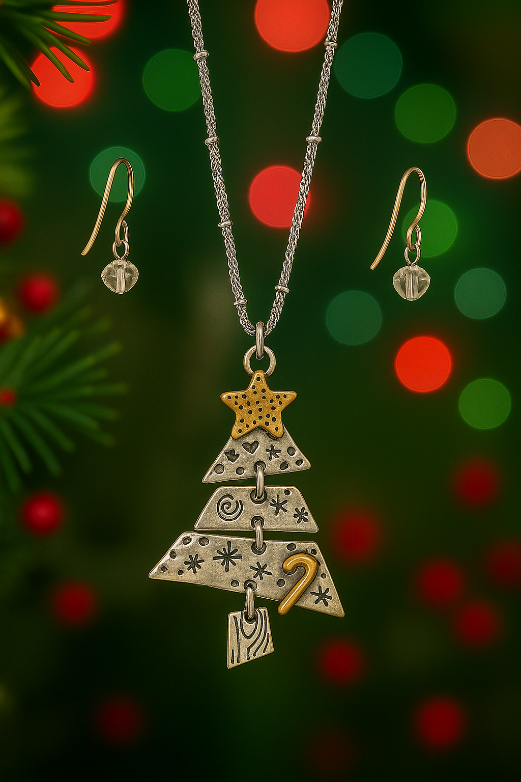 Christmas Tree Necklace & Earrings