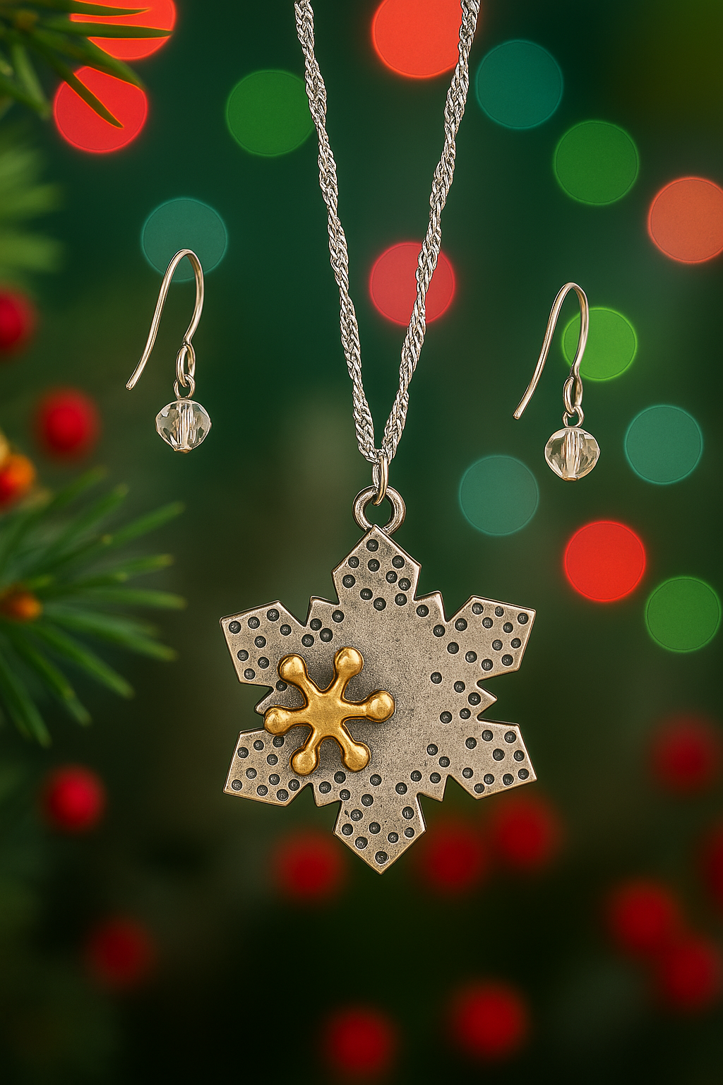 Snowflake Necklace & Earrings