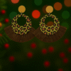 Animal print hoop and fan tassel earrings