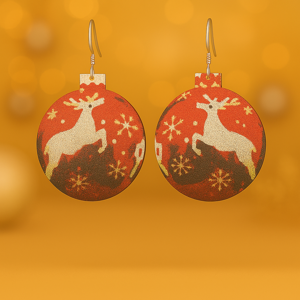 Christmas Bulb Reindeer Earrings