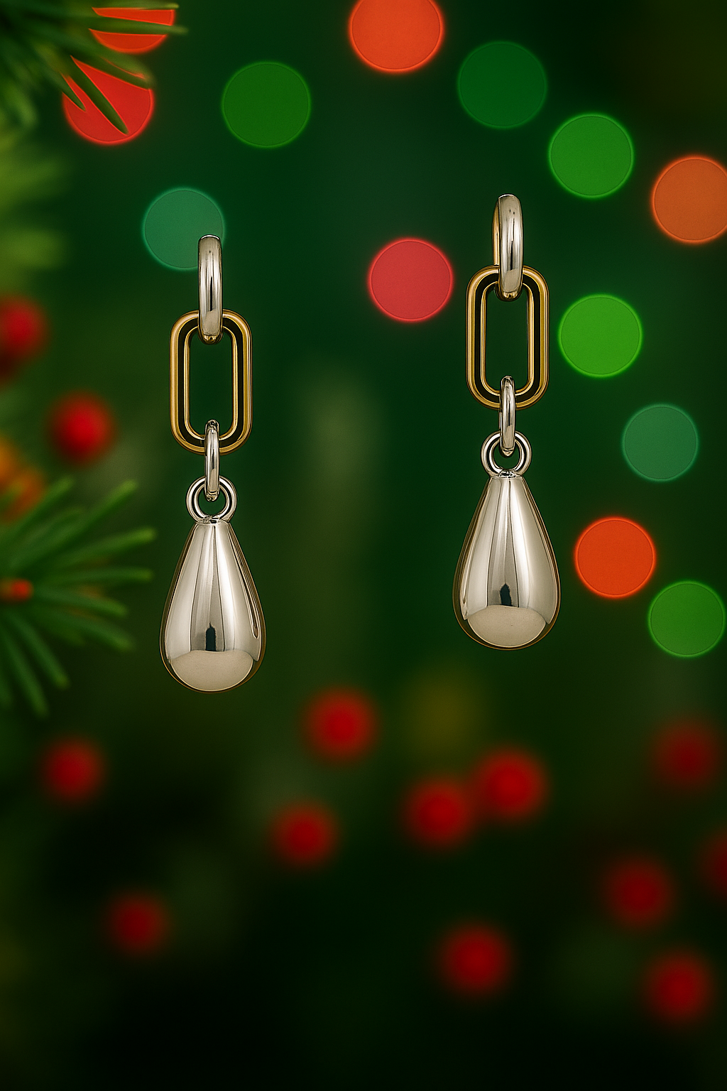 Chain and teardrop earrings