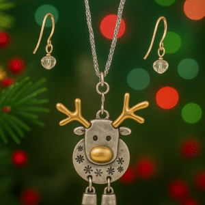 Holiday Reindeer Necklace & Earrings