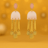 Pink, White, & Gold Dangle Earrings