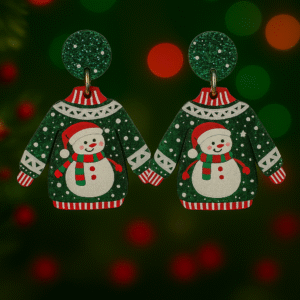Ugly Christmas Sweater Snowman Earrings